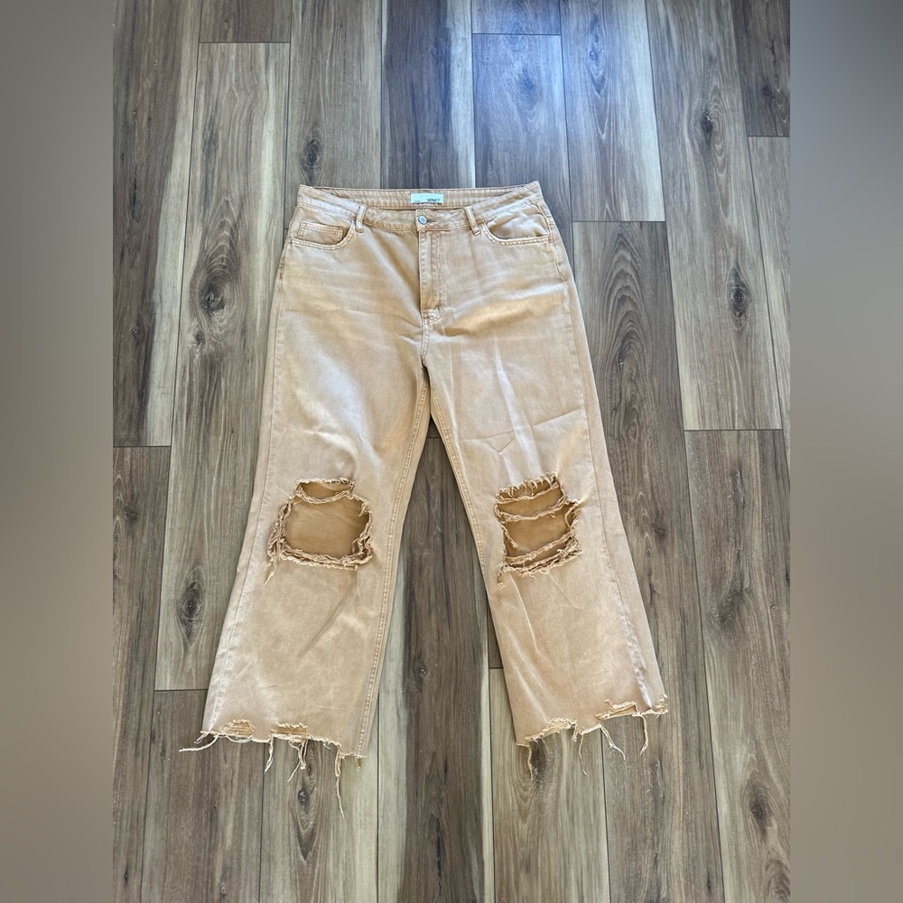 Vervet womens Tan Distressed Jeans size 32 - Picture 2 of 6